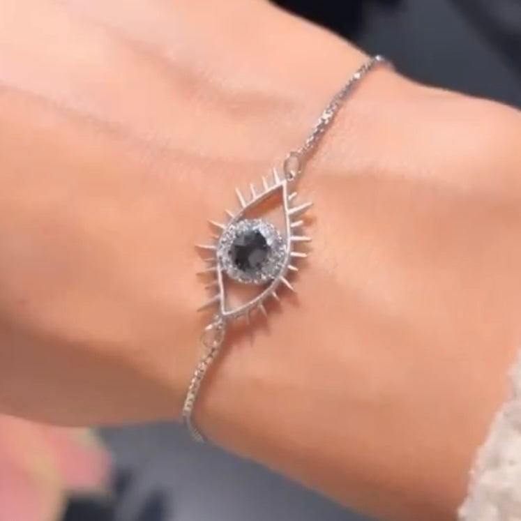 Evil eye white gold bracelet Clearance