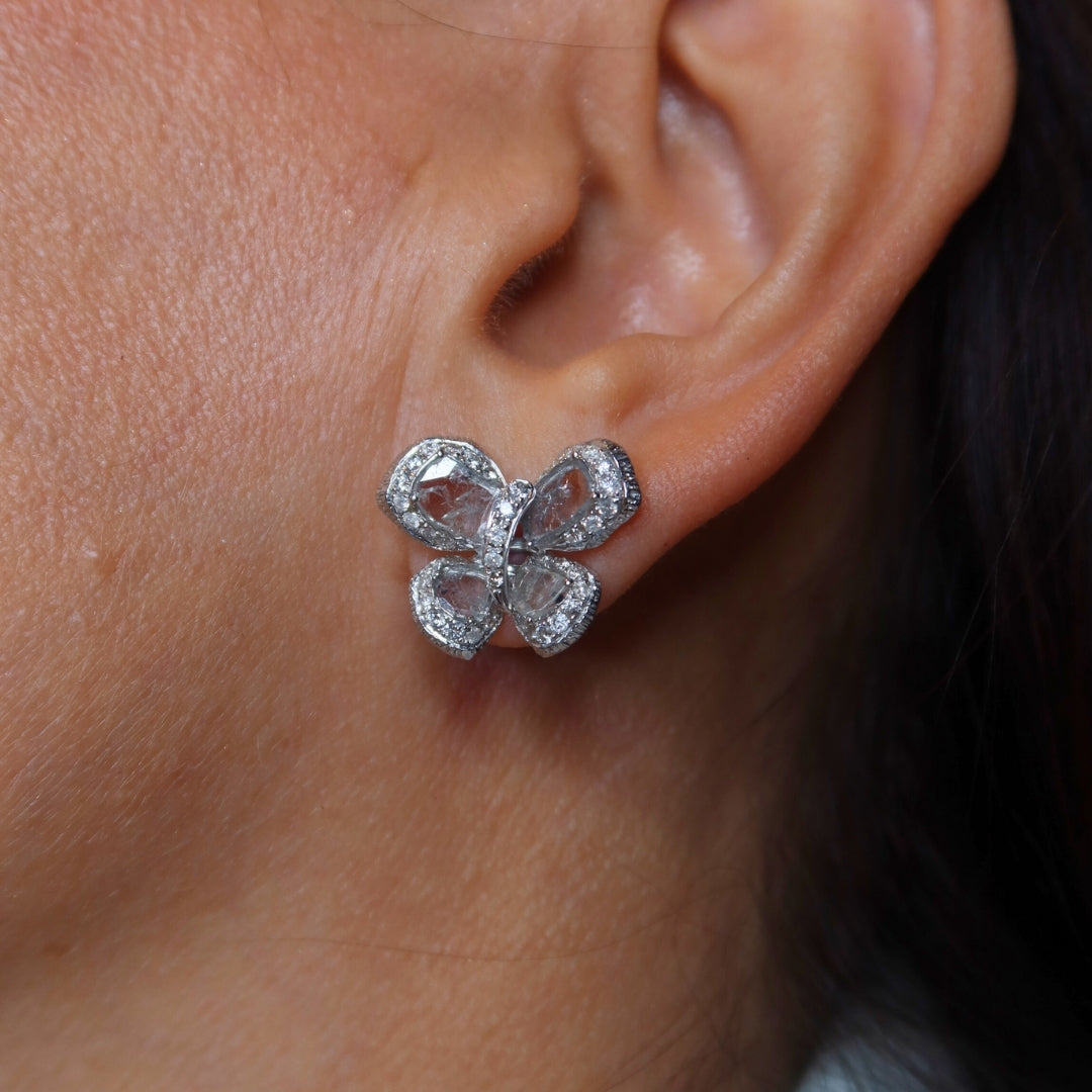 Freya White Gold Slice Diamond Stud Earrings – LDezen