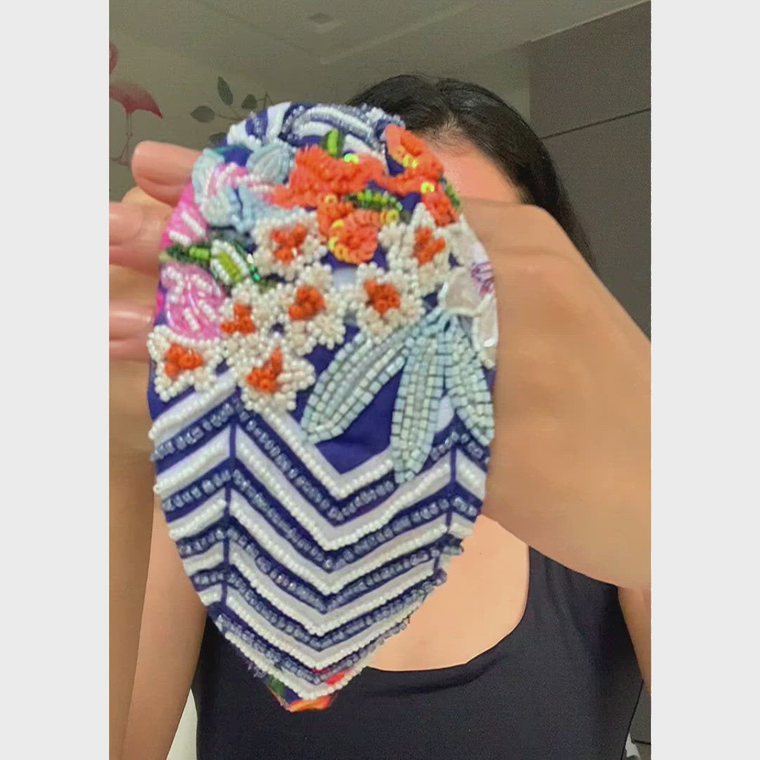 L\'Dezen Tichi Headband - Flora Aztec (#LDxAQ collab) Flora Aztec Headband – LDezen main image 4